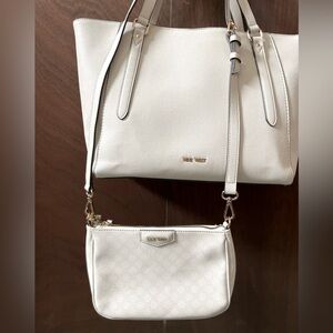 Nine West off-white (cream) Tote and shoulder bag set with gold tone hardware